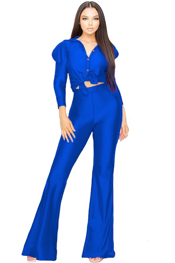 Royal Blue Satin Pant Suit
